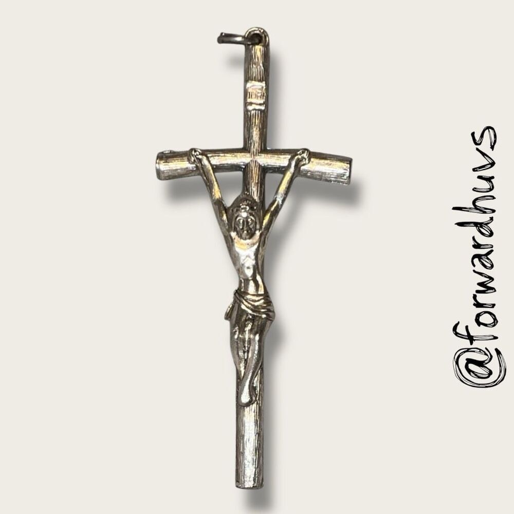 Vintage Crucifix Pendant – Cast Pot Metal – Cross with INRI Plaque